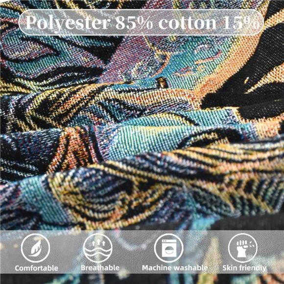 Boho Throw Blanket Reversible Cotton Tapestry Hippie Room Decor - Picture 2 of 7